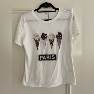 “WHYDRESS” beaded Paris tee shirt size L